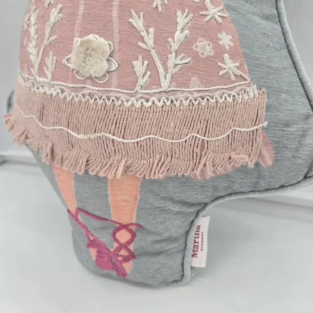 Martha Stewart Accent Pillow Fairy Ballerina Embroidered Crochet Princess Cottag